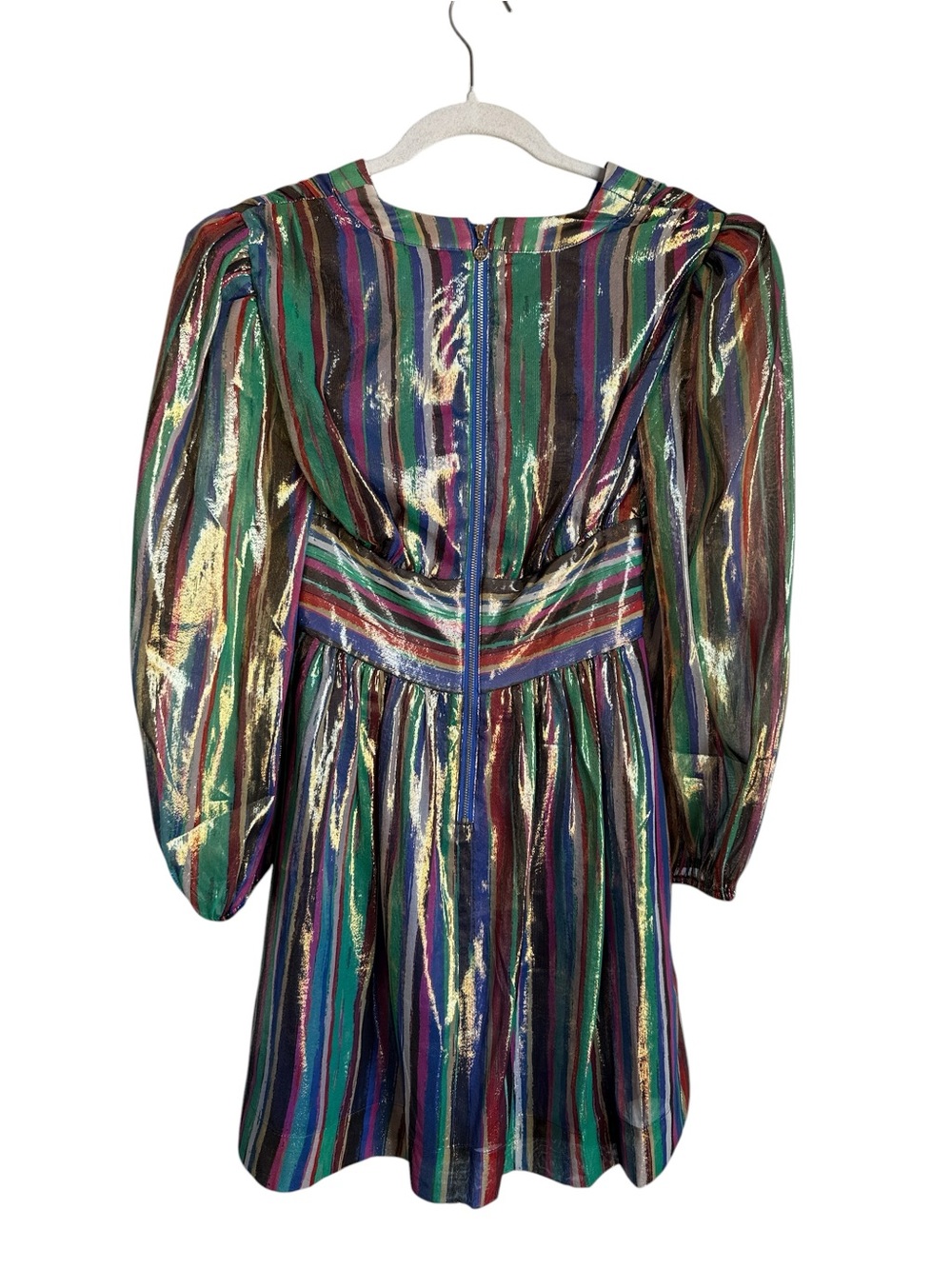 Emily McCarthy Metallic Long-sleeve Mini Dress NWT - Picture 2 of 10